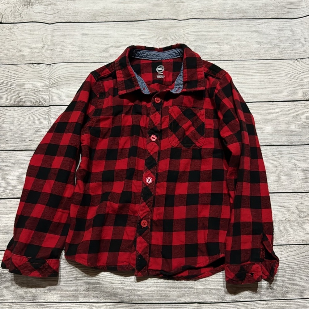 Wonder Nation Red & Black Buffalo Plaid Flannel Shirt size 5T